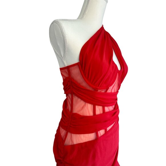 NBD Christian Gown in Red Medium New Womens Long Maxi one shoulder formal Dress - Picture 7 of 10